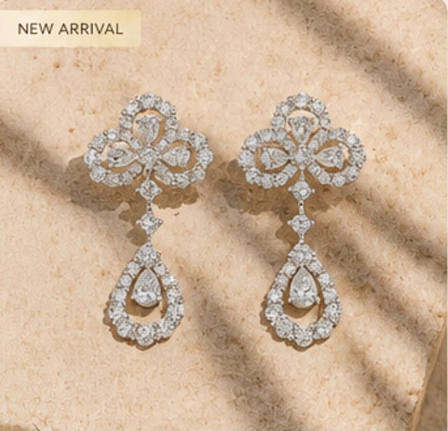 Floral Crystal Drop Earrings